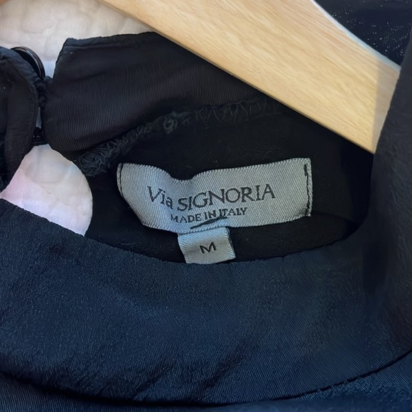 Via Signoria Italy Silk Lace Long Sleeve Black Blouse Sz Medium Whimsigoth Boho - Picture 2 of 7